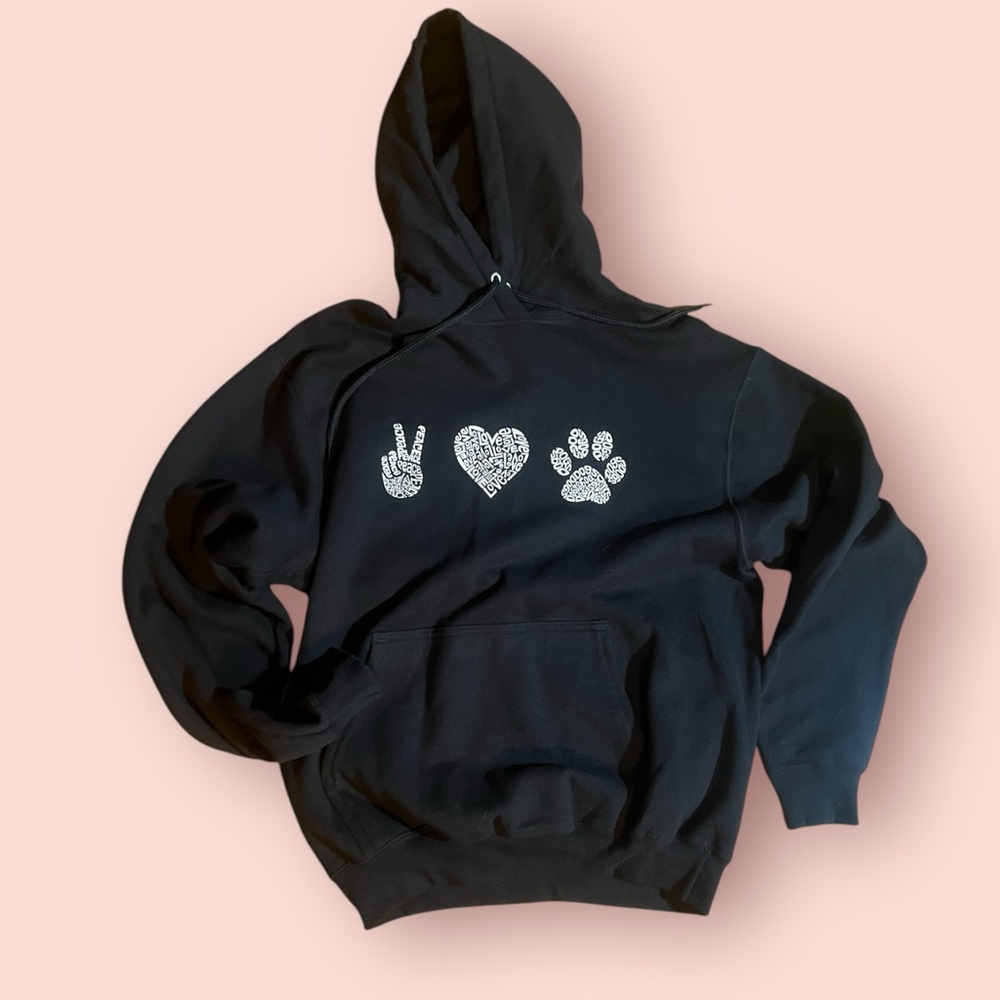 Peace Love and Dogs Black Hoodie